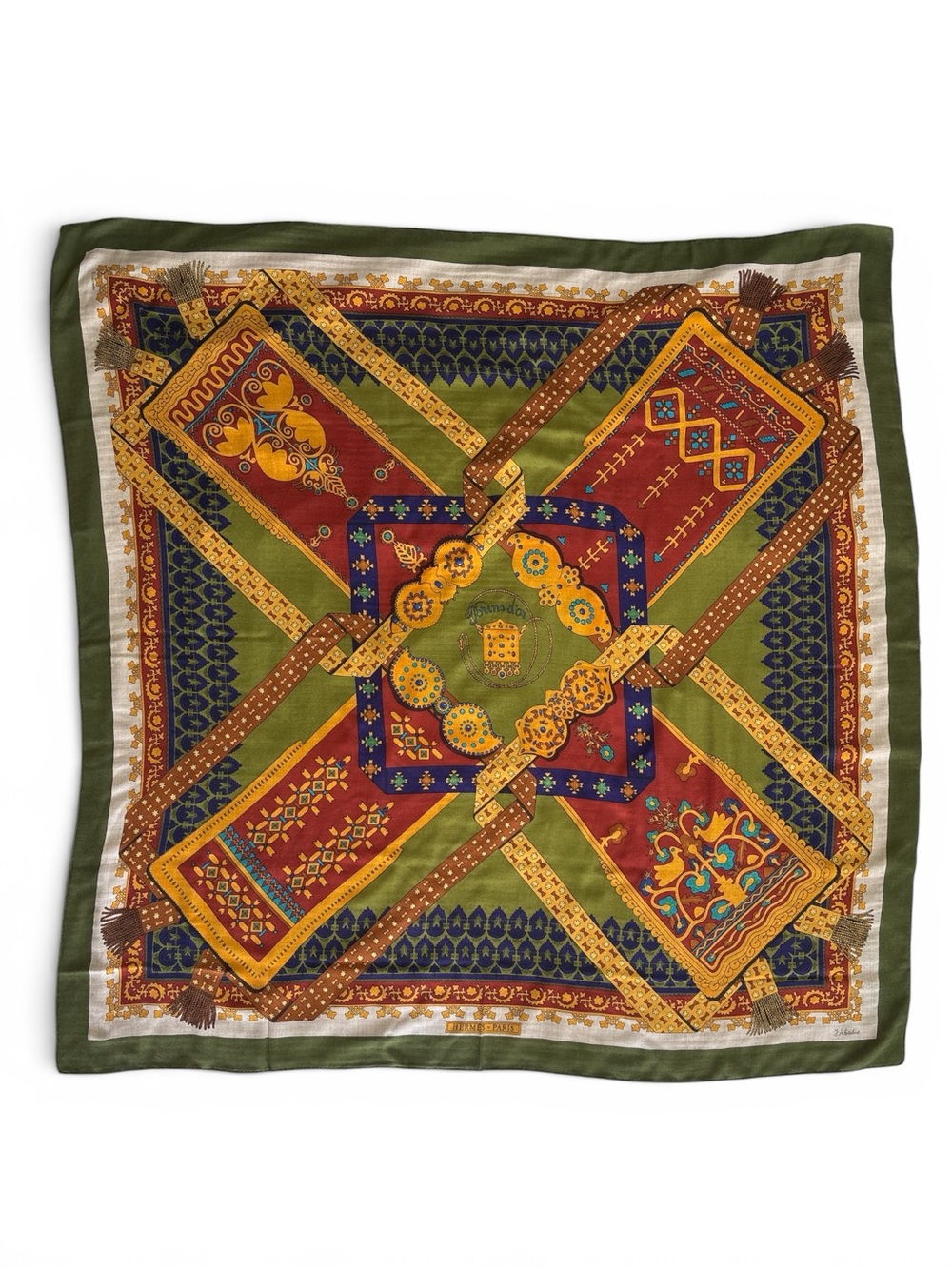 Hermès Brins d'Or Châle 140 Cashmere Silk Shawl Authenticated
